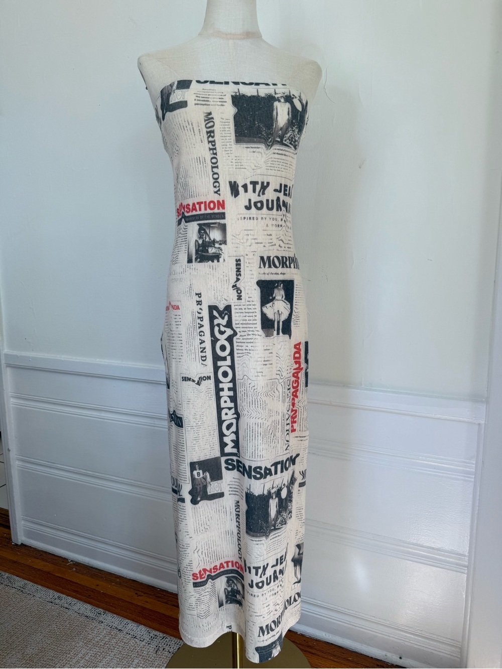 With Jéan Frankie Newspaper Print Maxi Dress S
